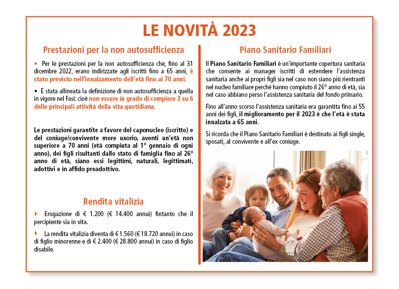 Novità Assidai, piano sanitario familliare, prestazioni non autosufficienza, infografica