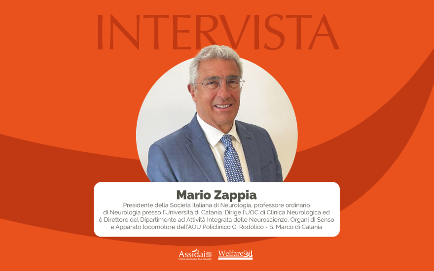 Primo piano del Professor Mario Zappia, Presidente della Società Italiana di Neurologia, per un'intervista specialistica.